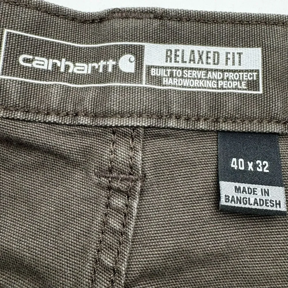 CARHARTT Men's 40X32 Coffee Brown Rugged Flex Relaxed Fit Canvas Work Pants Jean